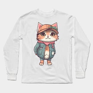 A cute kitty wearing street fashion Long Sleeve T-Shirt